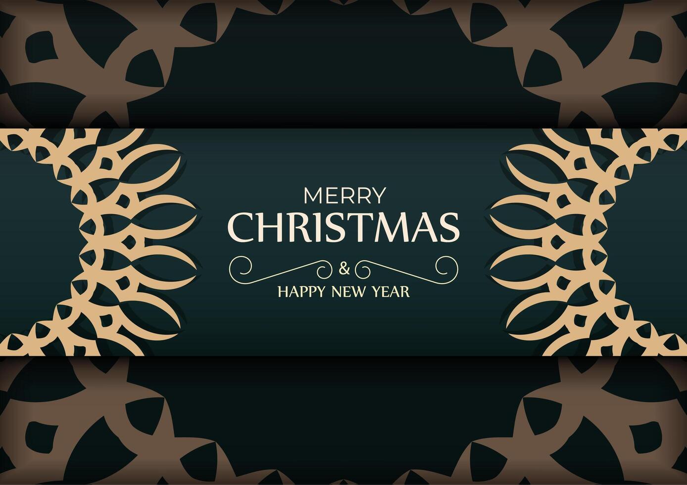 Christmas card with ornate pattern on dark background vector