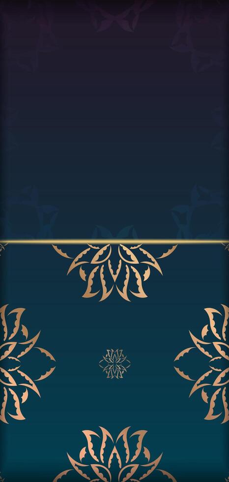 A blue and gold background with a floral pattern vector