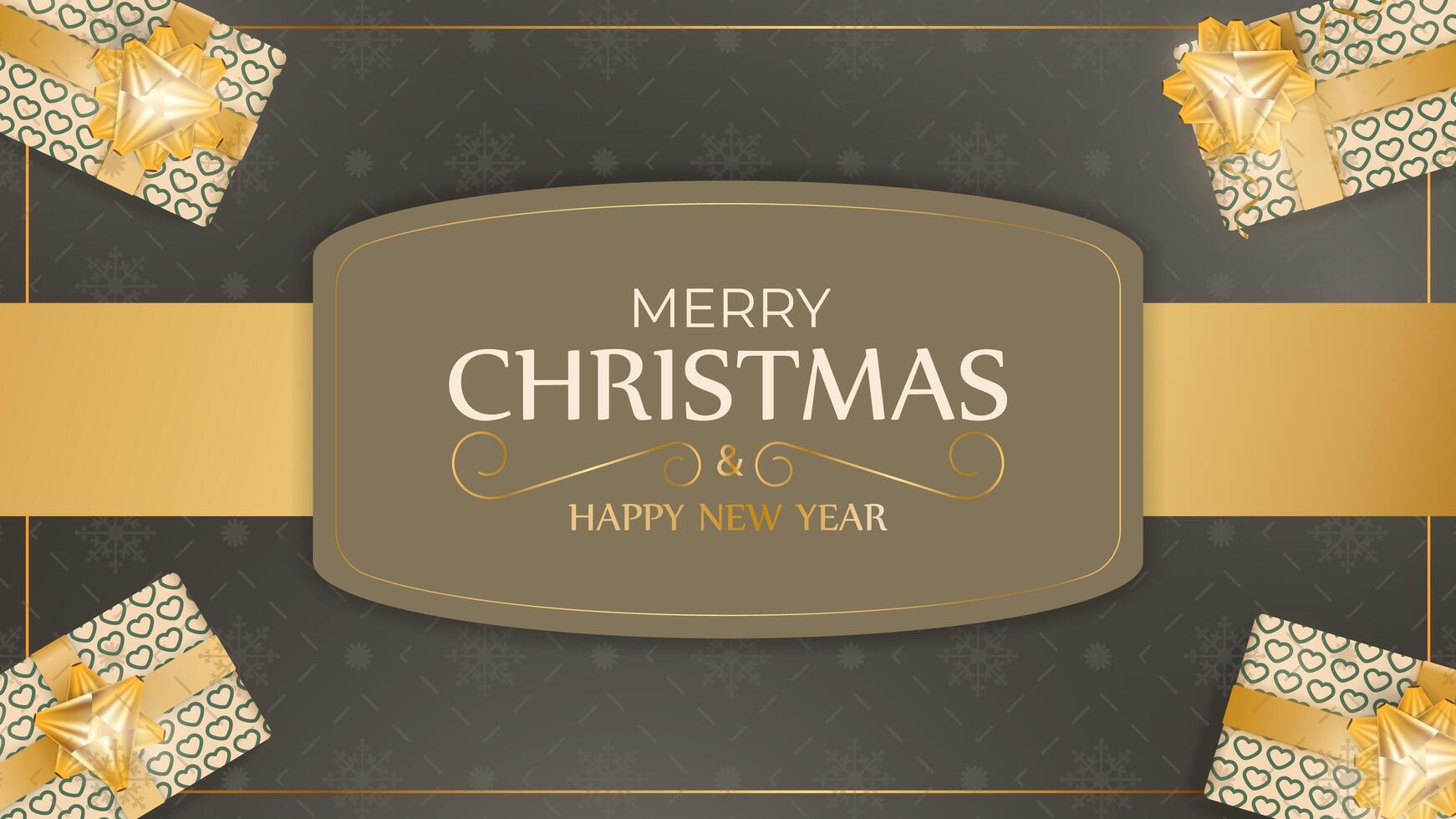 Merry Christmas and Happy New Year banner with brown color. Background with gifts. Vector. vector