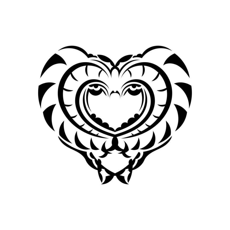 A tribal heart tattoo design with two snakes vector
