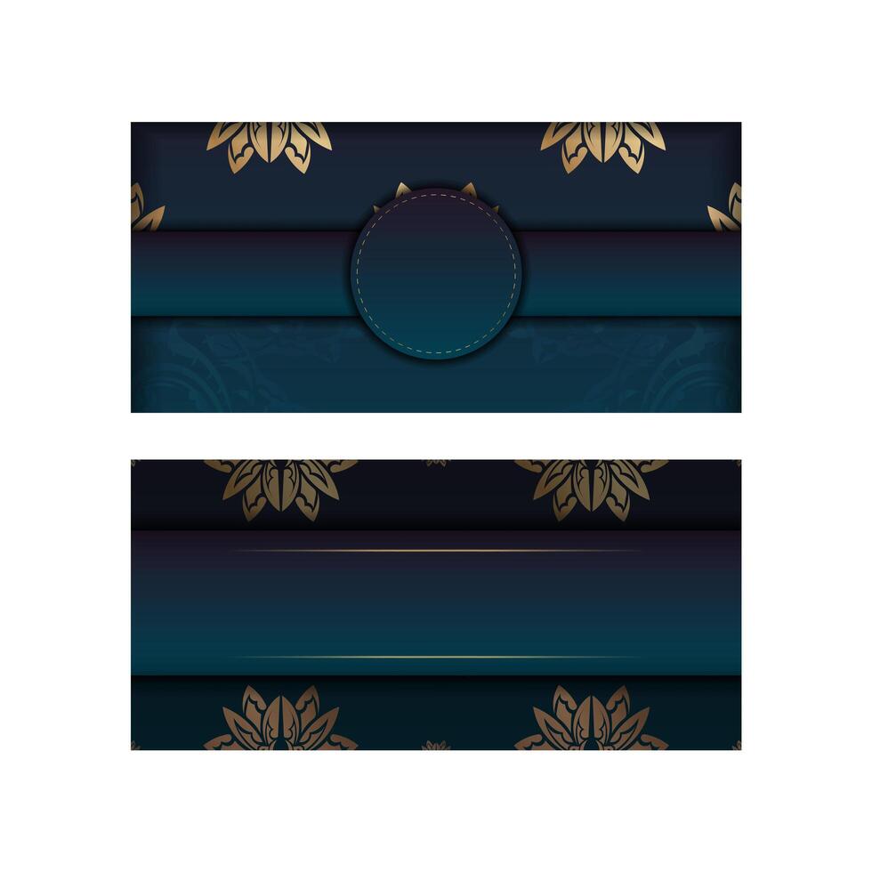 Template Congratulatory Flyer with gradient blue color with Indian gold pattern for your design. vector