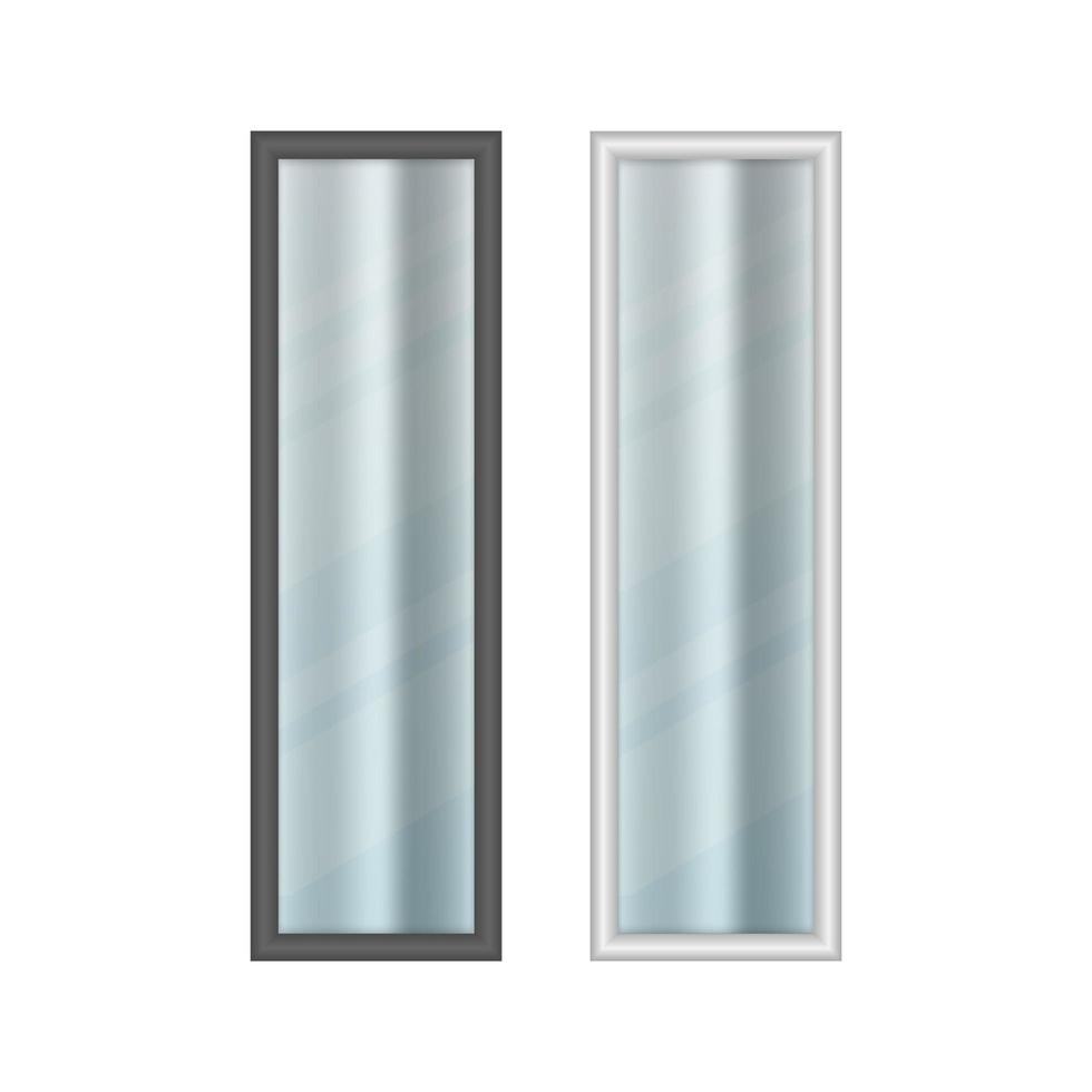 Realistic long windows with curtains. Element for the design of houses and buildings. Vector. vector