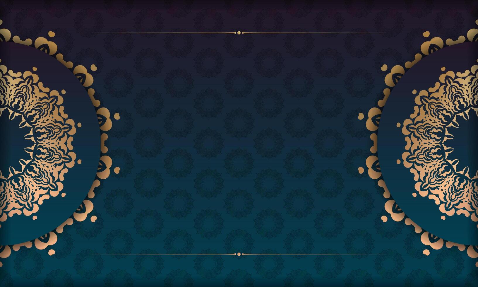 An ornate gold and blue background with a circular design vector