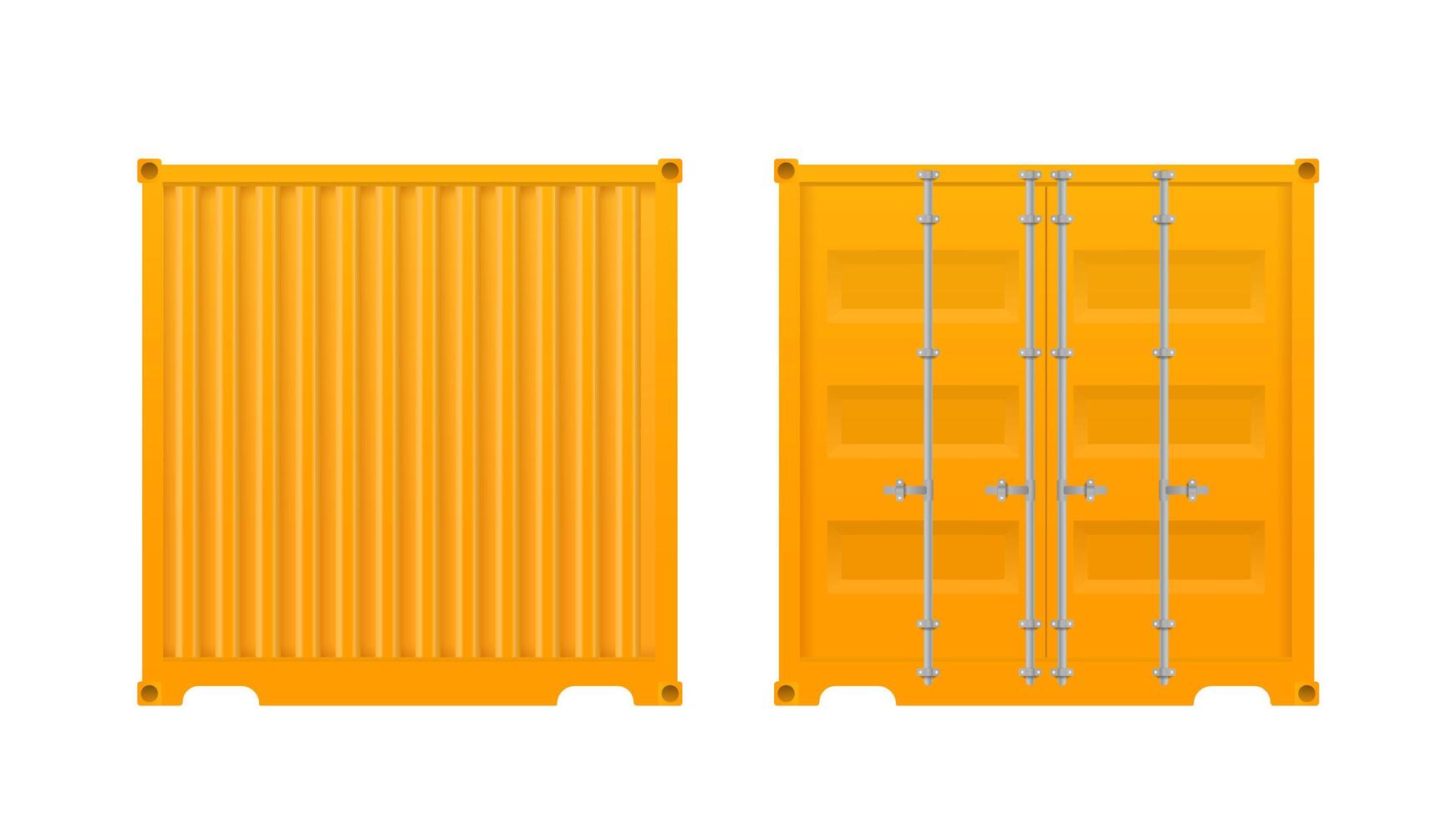 Yellow freight container. Large container for ship isolated on a white background. . vector