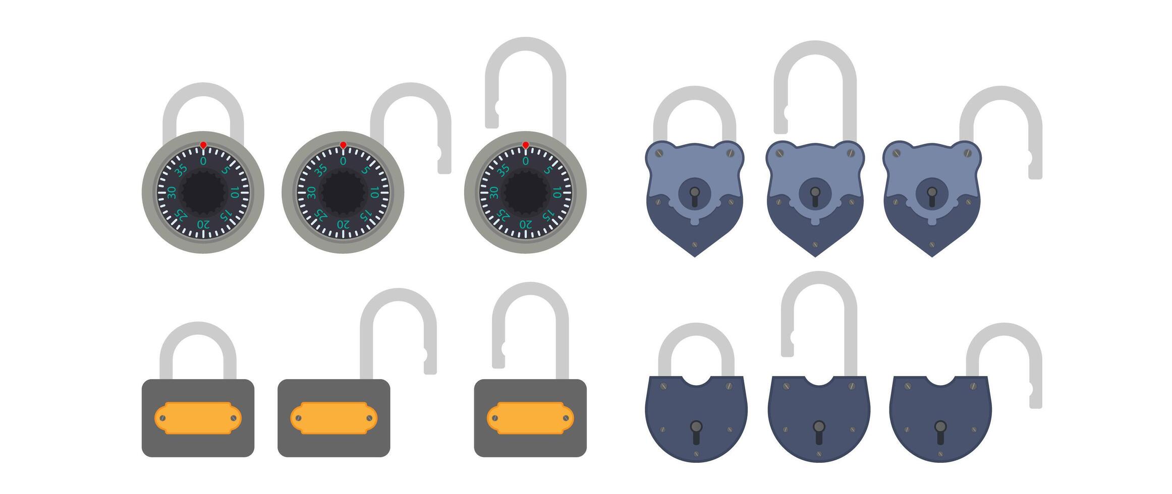 Set padlock. Open and closed padlock. Isolated on a white background. Vector. vector