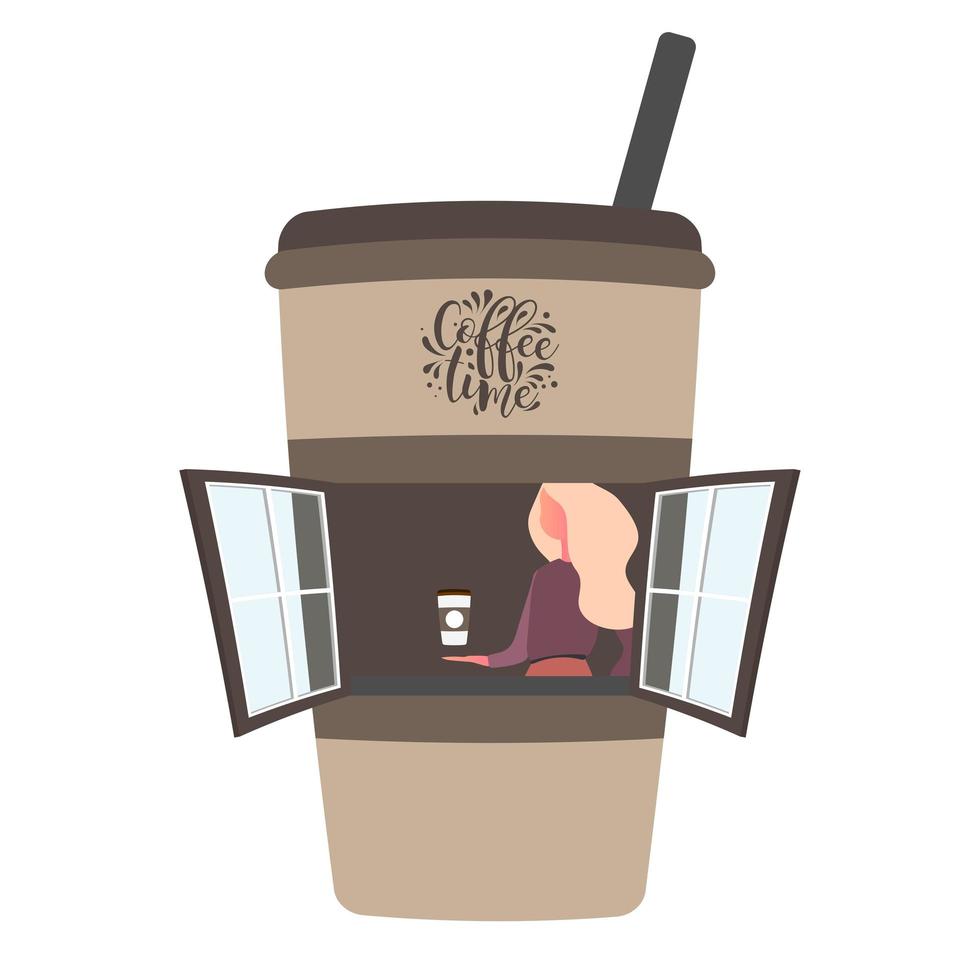 cafetería en forma de vaso de papel. ilustración vectorial vector