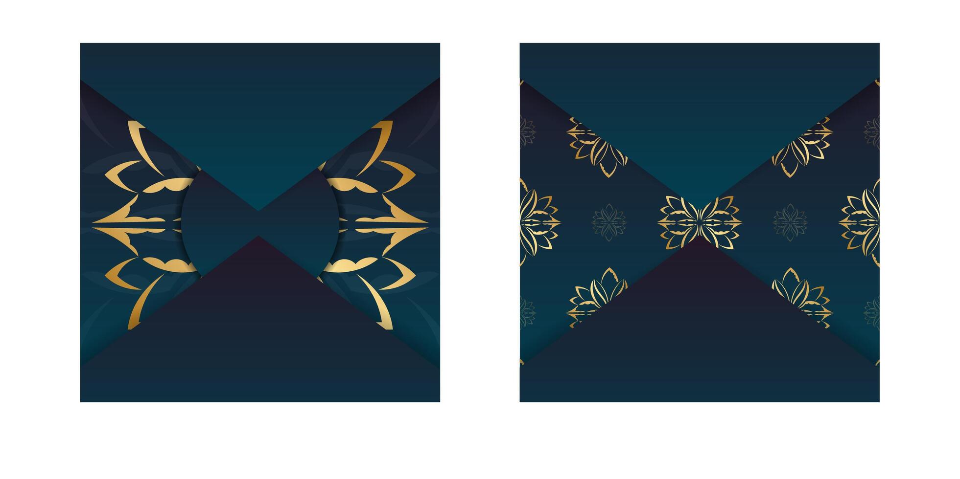 Two banners with gold and blue patterns vector