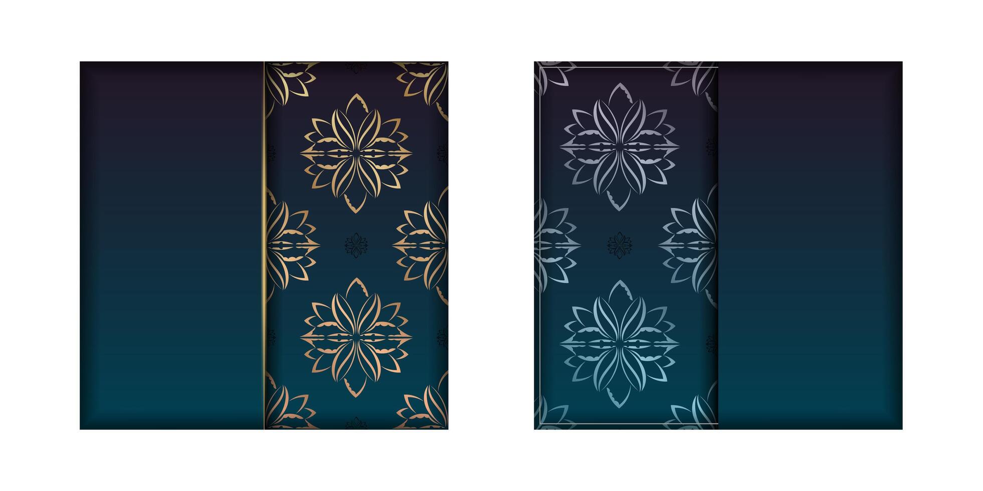 Two vertical banners with gold and blue patterns vector