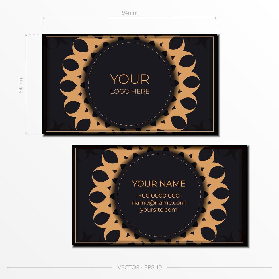 Business cards template. Decorative floral business cards, oriental pattern, illustration. vector