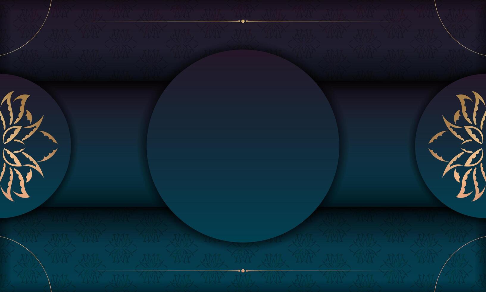 Background with gradient blue color with luxury gold pattern for design under the text vector