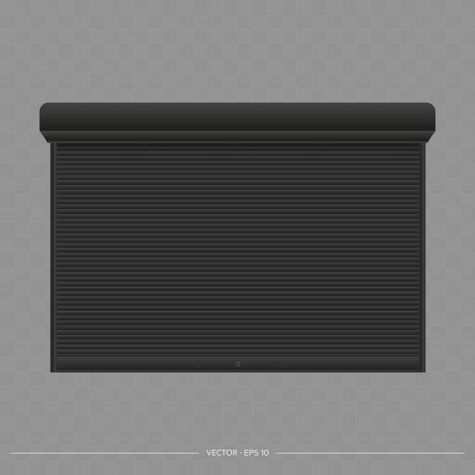 Black Roller shutter on the euro window. Realistic euro window with roller shutters . vector