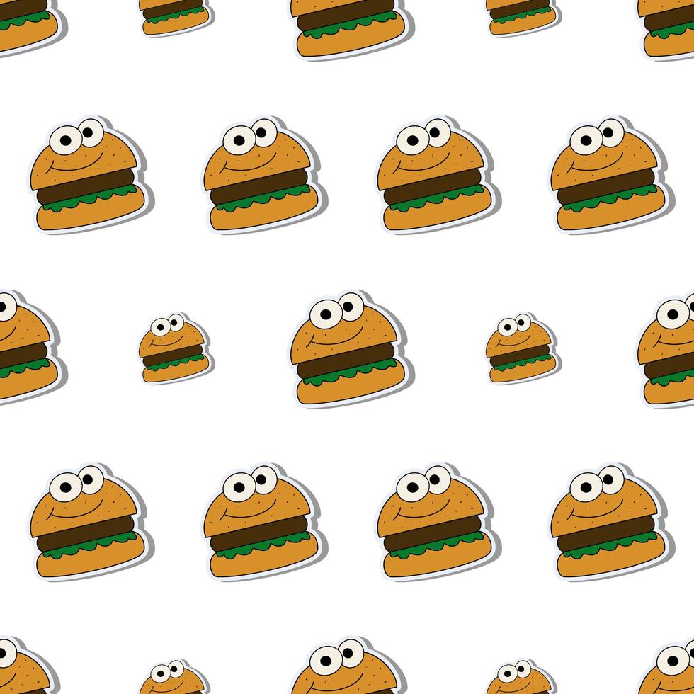 hamburguesa de patrones sin fisuras en estilo plano. pegatina de hamburguesa. adecuado para fondos, postales y papel de regalo. vector. vector