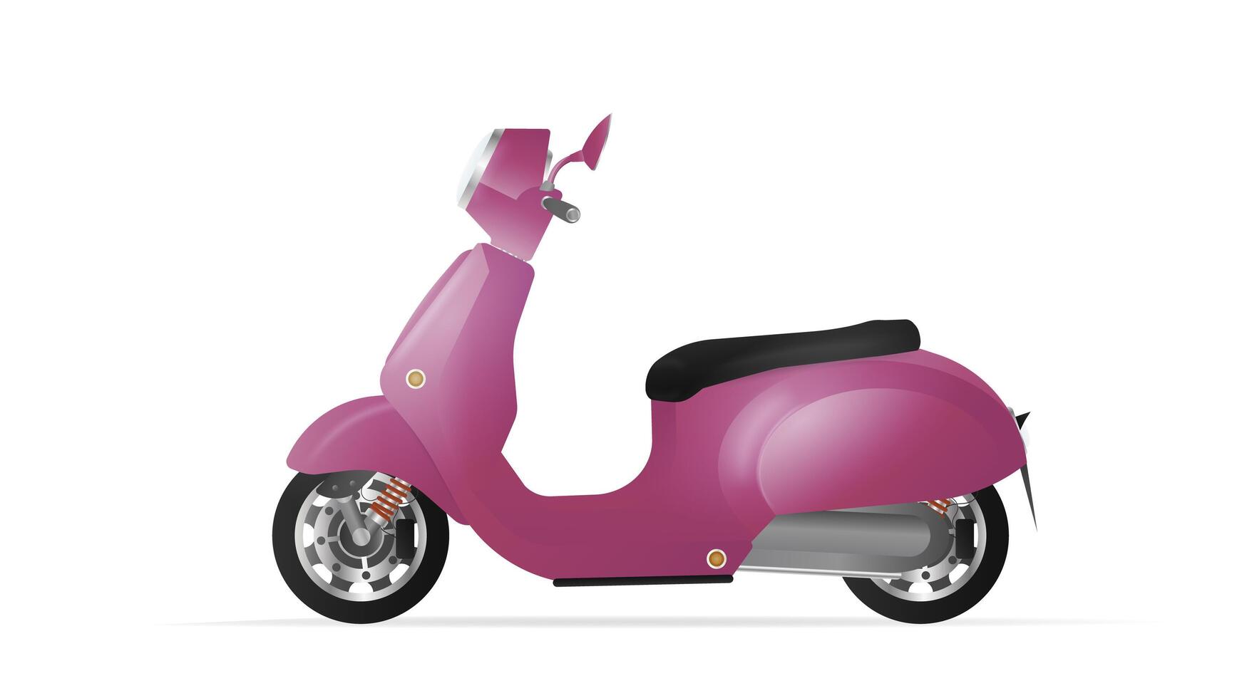 Realistic yellow moped in the old style. Purple scooter isolated on a white background. illustration. vector