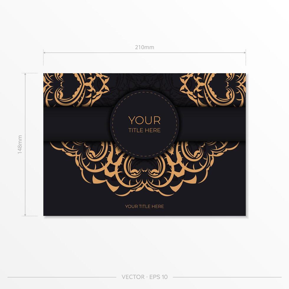 Black luxury invitation card design with gold vintage ornament. Can be used as background and wallpaper. vector