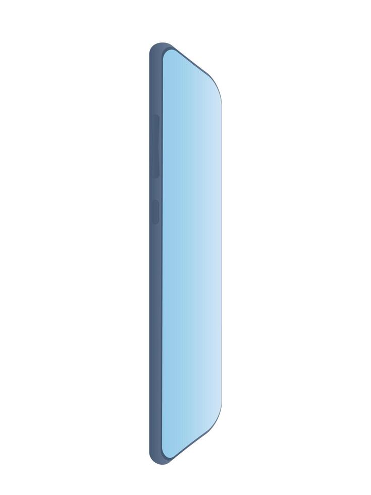 touchscreen mobile phone. The smartphone is isolated on a white background. Side view. vector