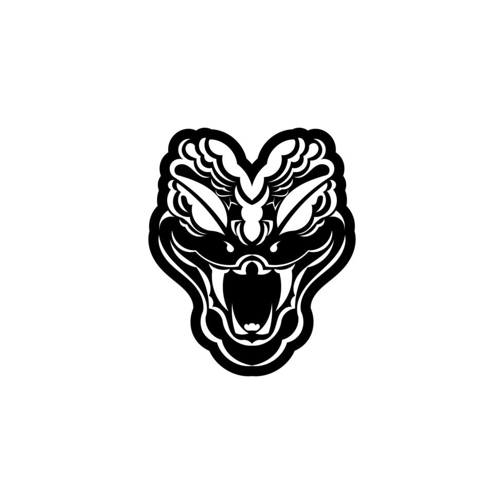 A black and white logo of a snake head vector