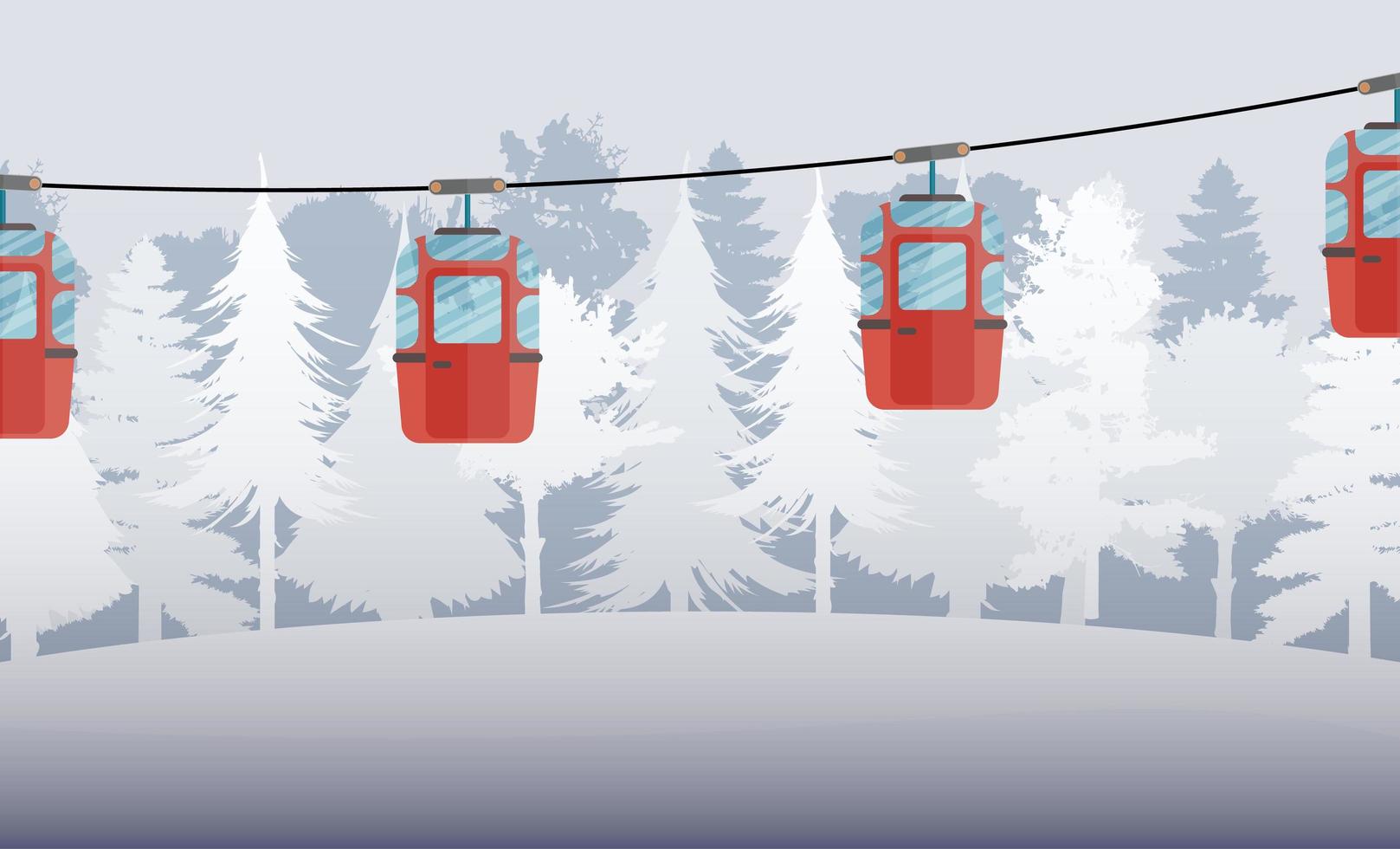 Cable car with trailers in the winter forest. Fabulous snowy forest. Cartoon  style. Vector illustration. 5117864 Vector Art at Vecteezy
