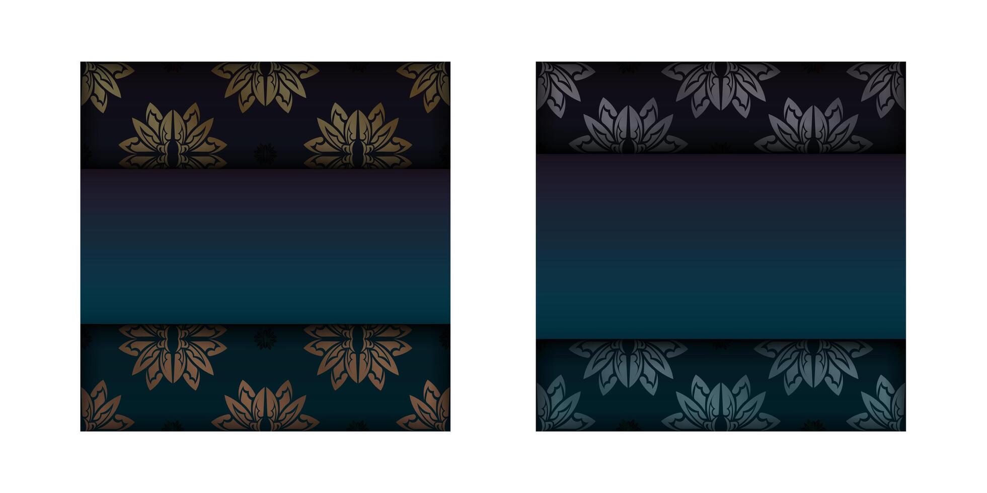 Brochure template with gradient blue color with mandala gold ornament for your brand. vector