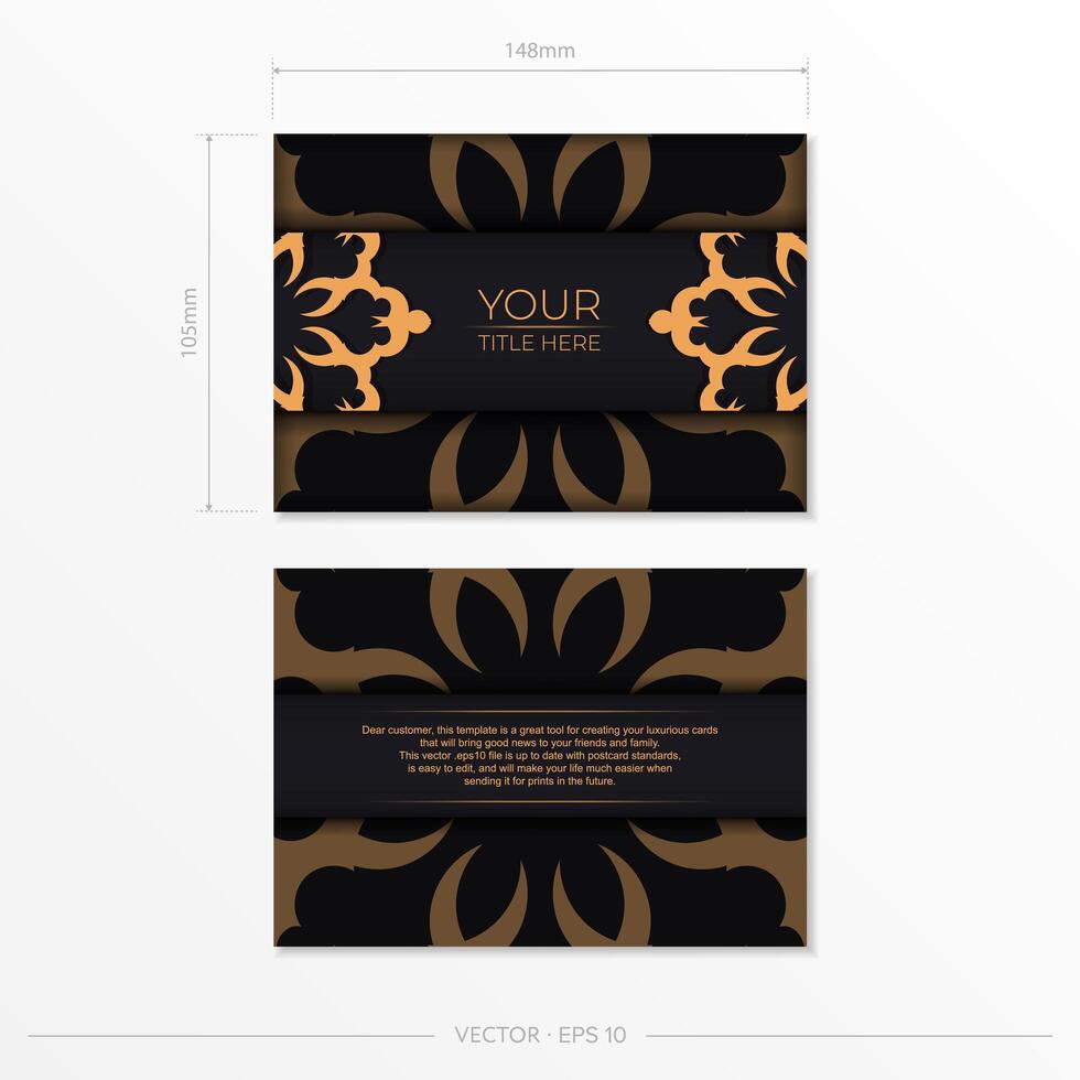 Dark postcard design with vintage Indian mandala ornament. vector