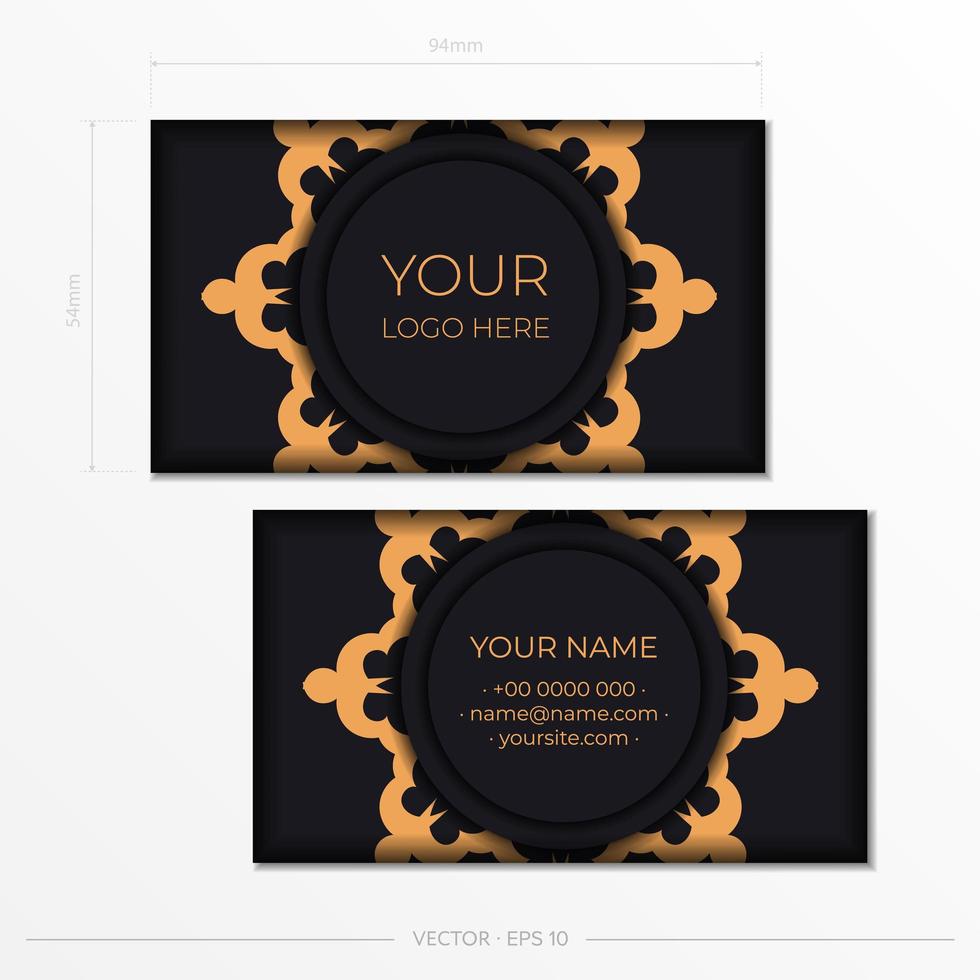 Business cards template with Decorative floral business cards, oriental pattern, illustration. vector