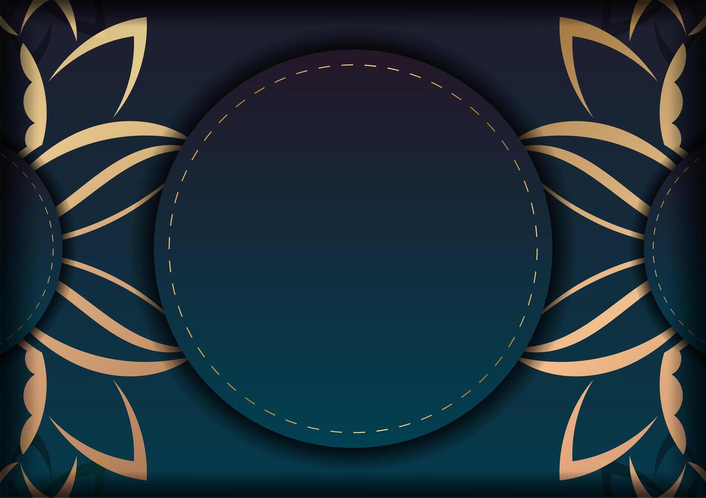 Template Congratulatory flyer with a gradient of blue color with a gold mandala pattern for your design. vector