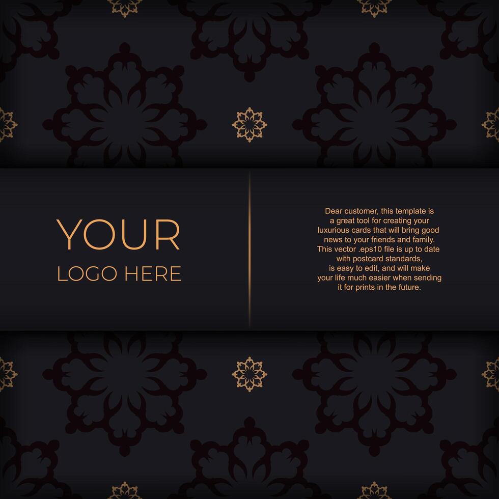 Dark postcard design with vintage Indian ornaments. Elegant and classic vector elements ready for print and typography.