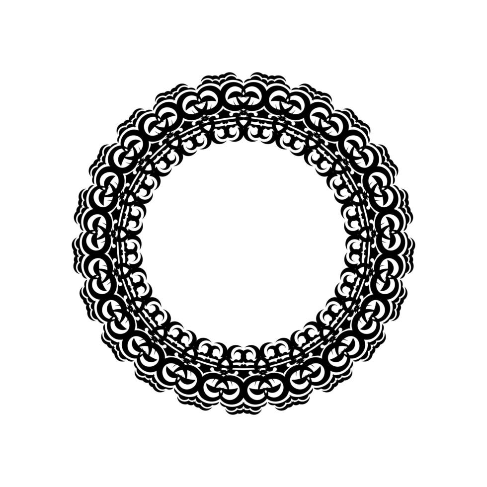 Vintage mandala black white round ornament for design. Isolated on a white background. vector