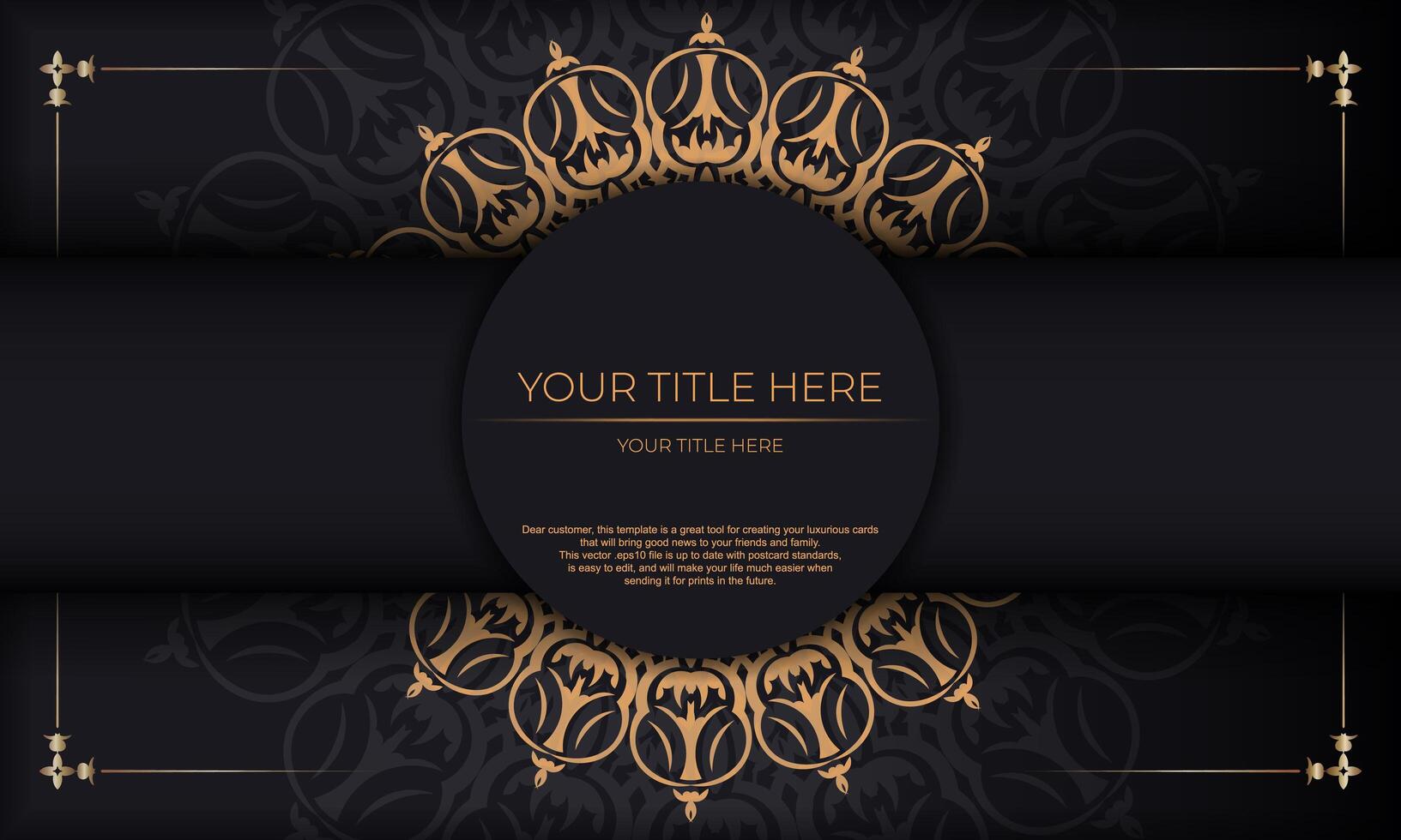 Luxury black and gold background with ornate pattern vector