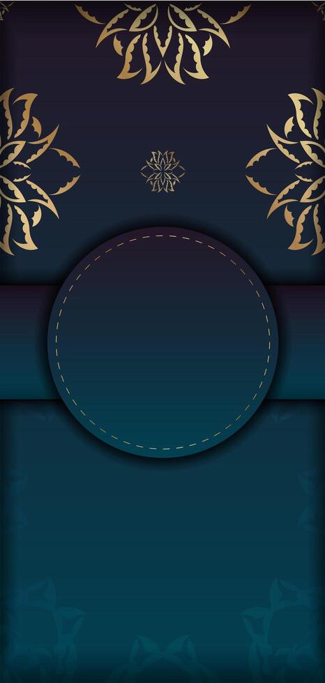 A dark blue background with gold floral pattern vector