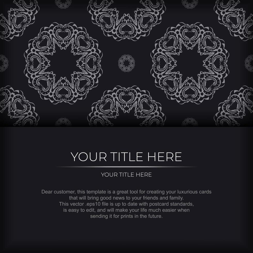 A black and white card with a floral pattern vector