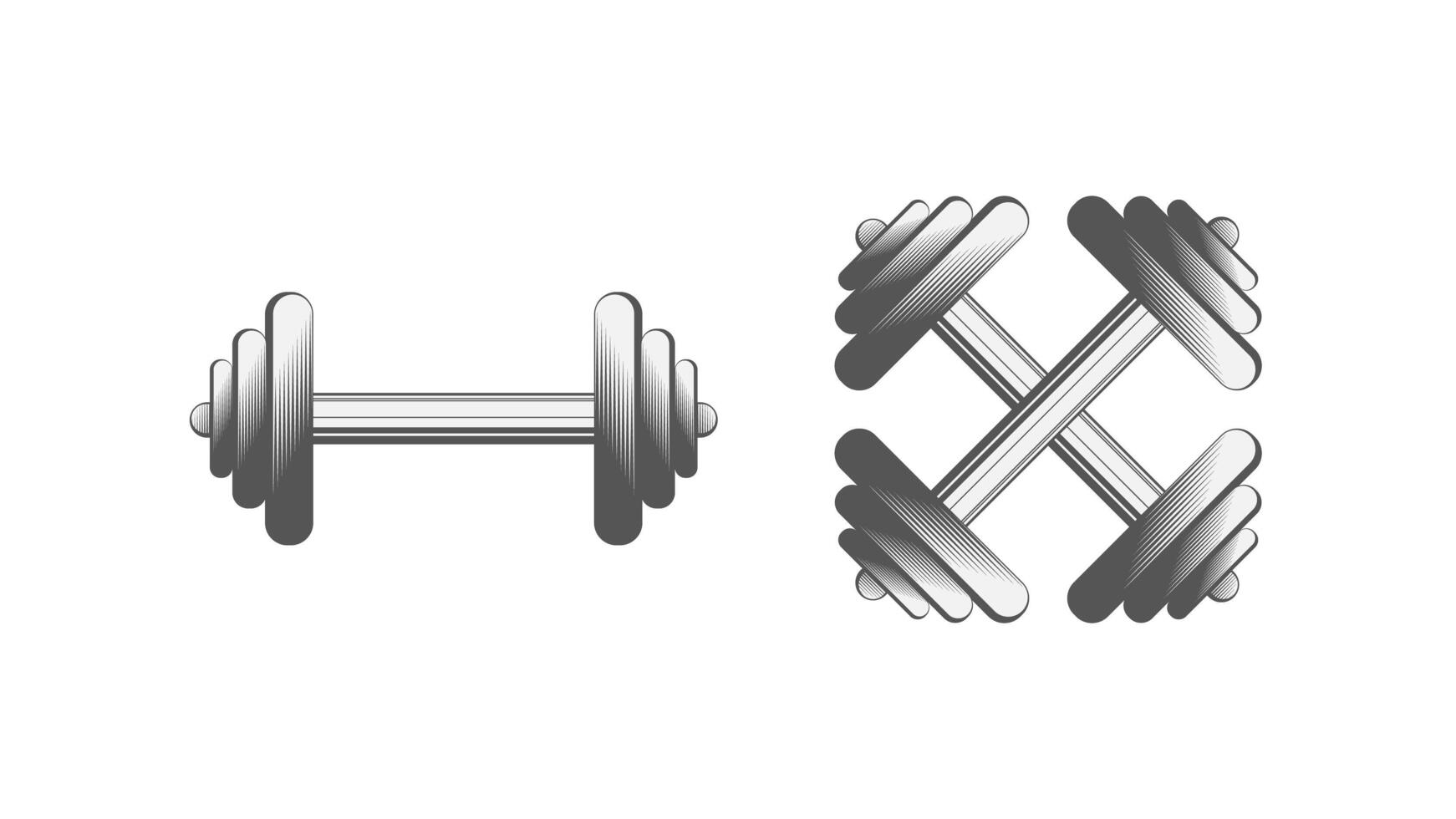 Dumbbell logo in retro style. Barbell icon isolated on white background. Vector. vector