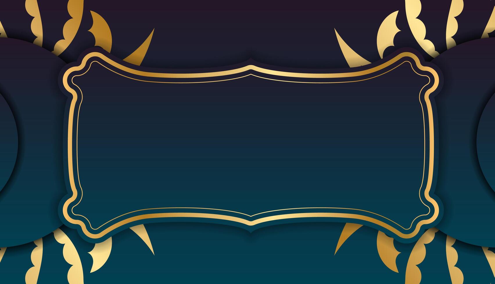 Gold frame with a blue background vector