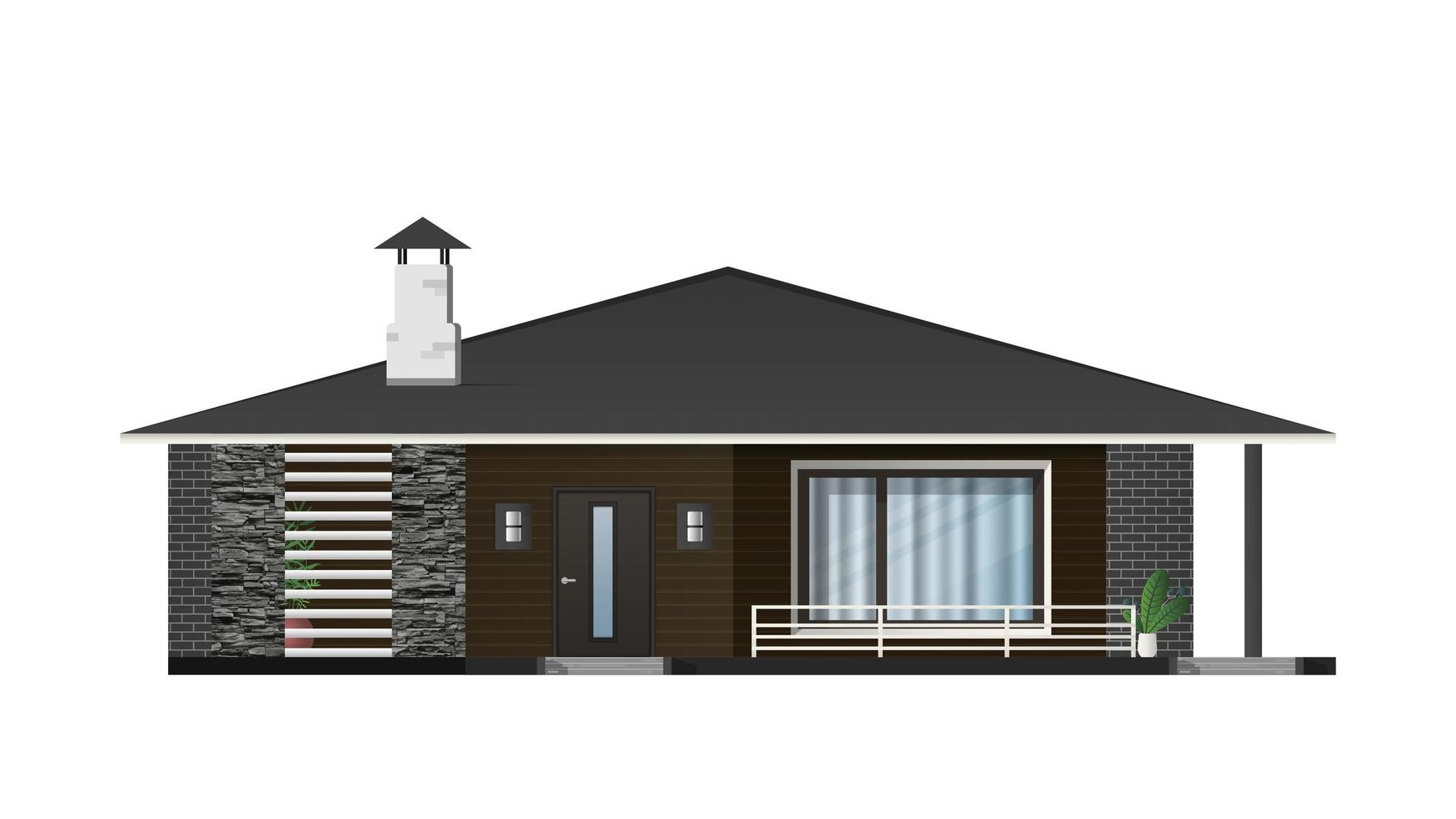 Realistic villa isolated on a white background. Stylish modern loft style house. Vector illustration