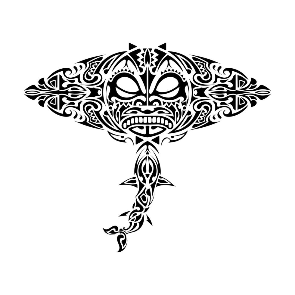 mantarraya estilo polinesio. tatuaje de mantarraya en estilo polinesia. bueno para tatuajes, estampados y camisetas. aislado. vector. vector