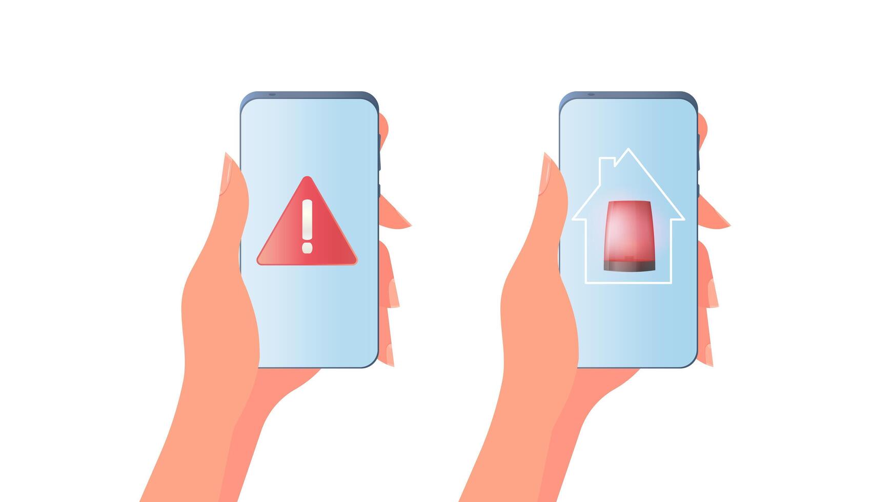 Hand holds a mobile phone. Girl holds the phone in her hand close-up. vector