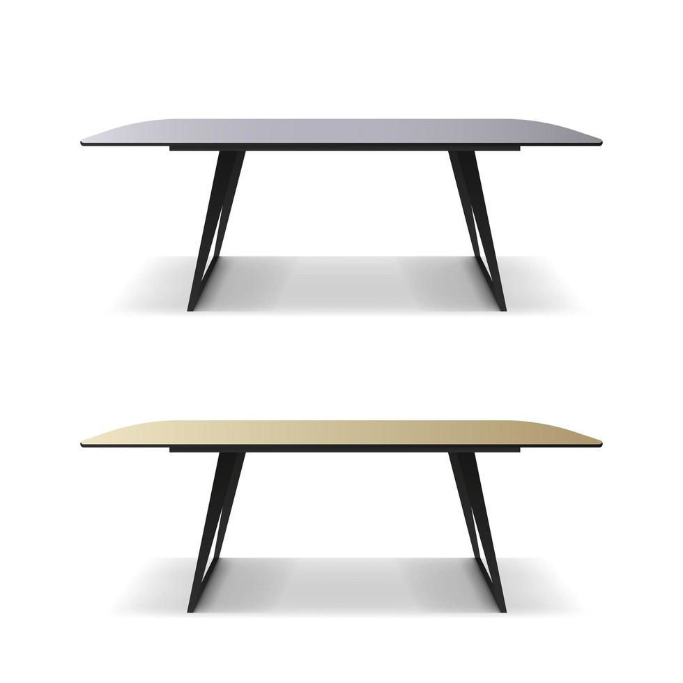 mesa estilo loft aislada sobre fondo blanco. una mesa con una superficie de madera y un marco de metal negro. vector. vector