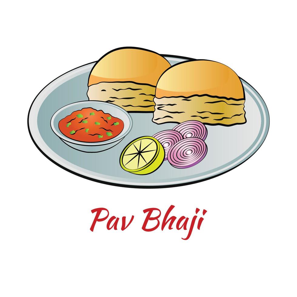 conjunto de comida deliciosa y famosa de la India en un colorido icono de diseño degradado vector