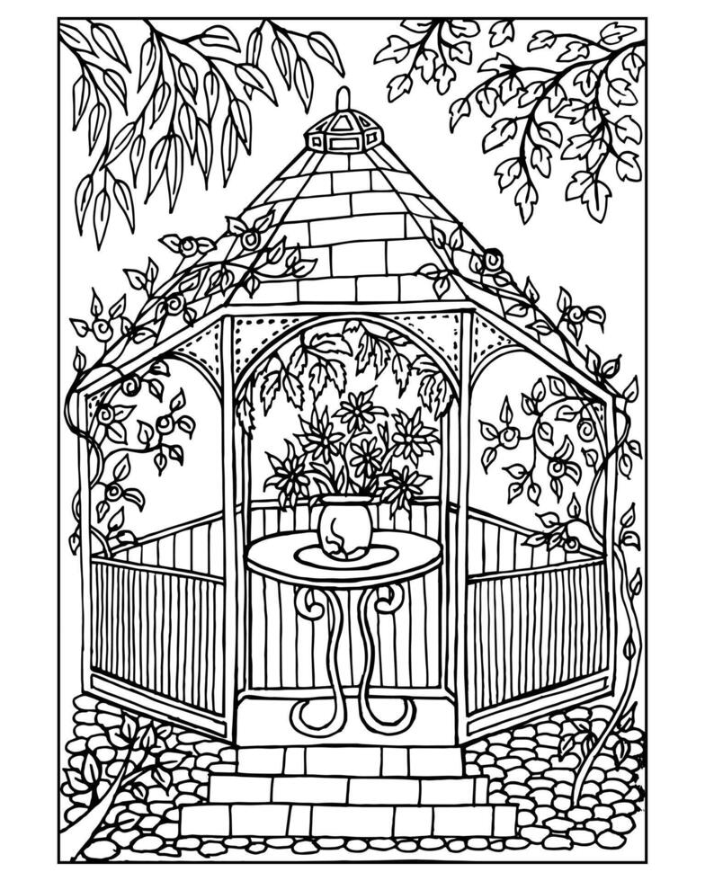 ilustración de croquis, cenador de jardín dibujado a mano en rosas y árboles silvestres, mesa con flores. ilustración para libros de colorear, para adultos y niños. anti estrés 5118319 Vector en Vecteezy ilustración de croquis, cenador de jardín dibujado a mano en rosas y árboles silvestres, mesa con flores. ilustración para libros de colorear, para adultos y niños. anti estrés 5118319 Vector en Vecteezy