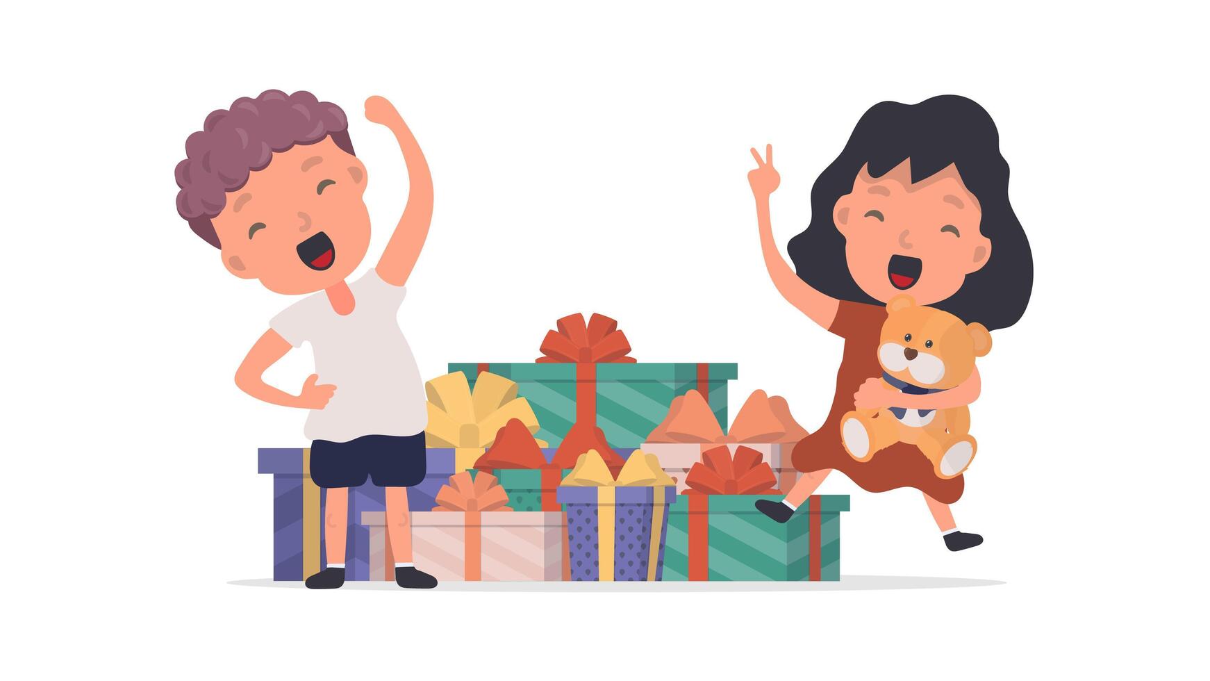 Happy children with gifts illustration vector