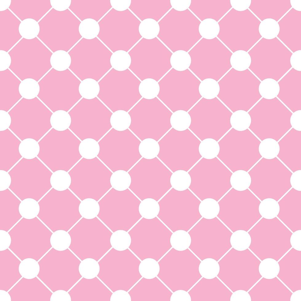 White Polka dot Chess Board Grid Pink Background vector