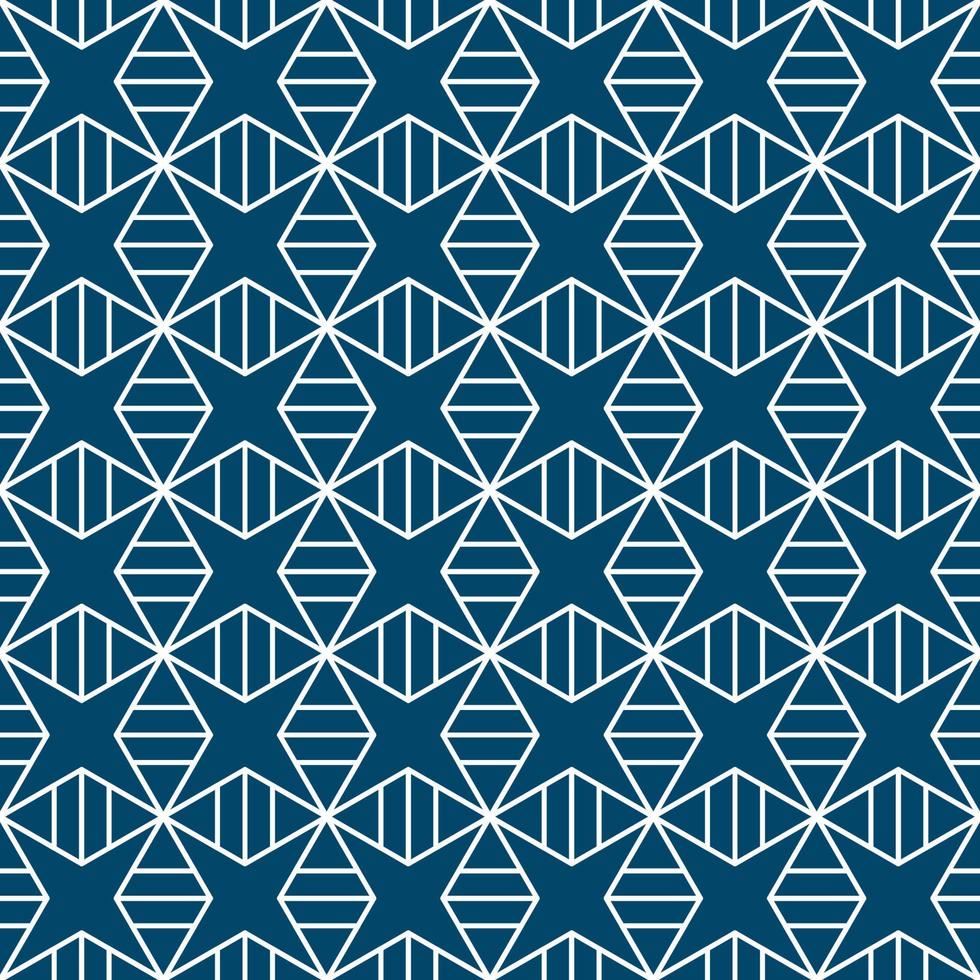 Indigo Blue Star Square Pattern Seamless Background. vector