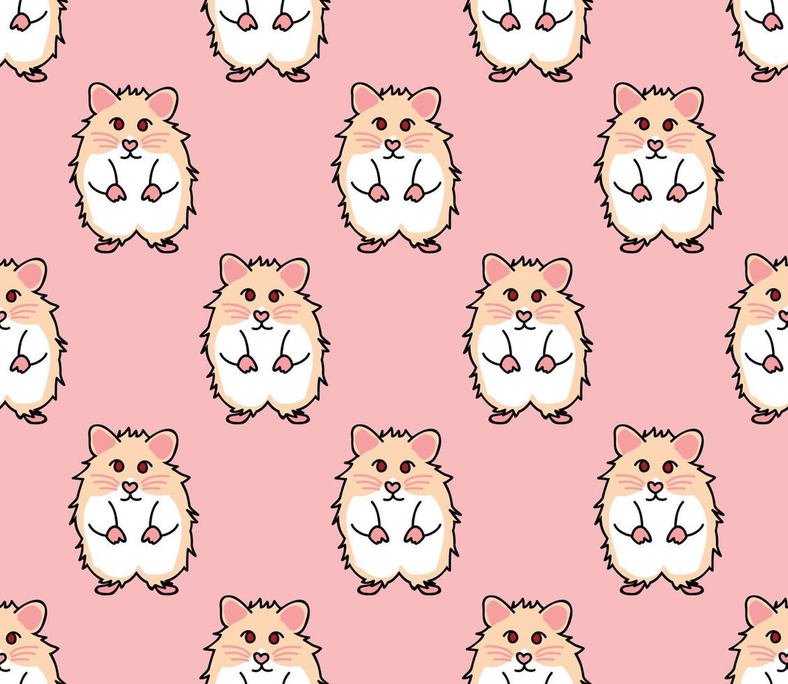 Cute Red Eyes Hamster on Pink Background vector