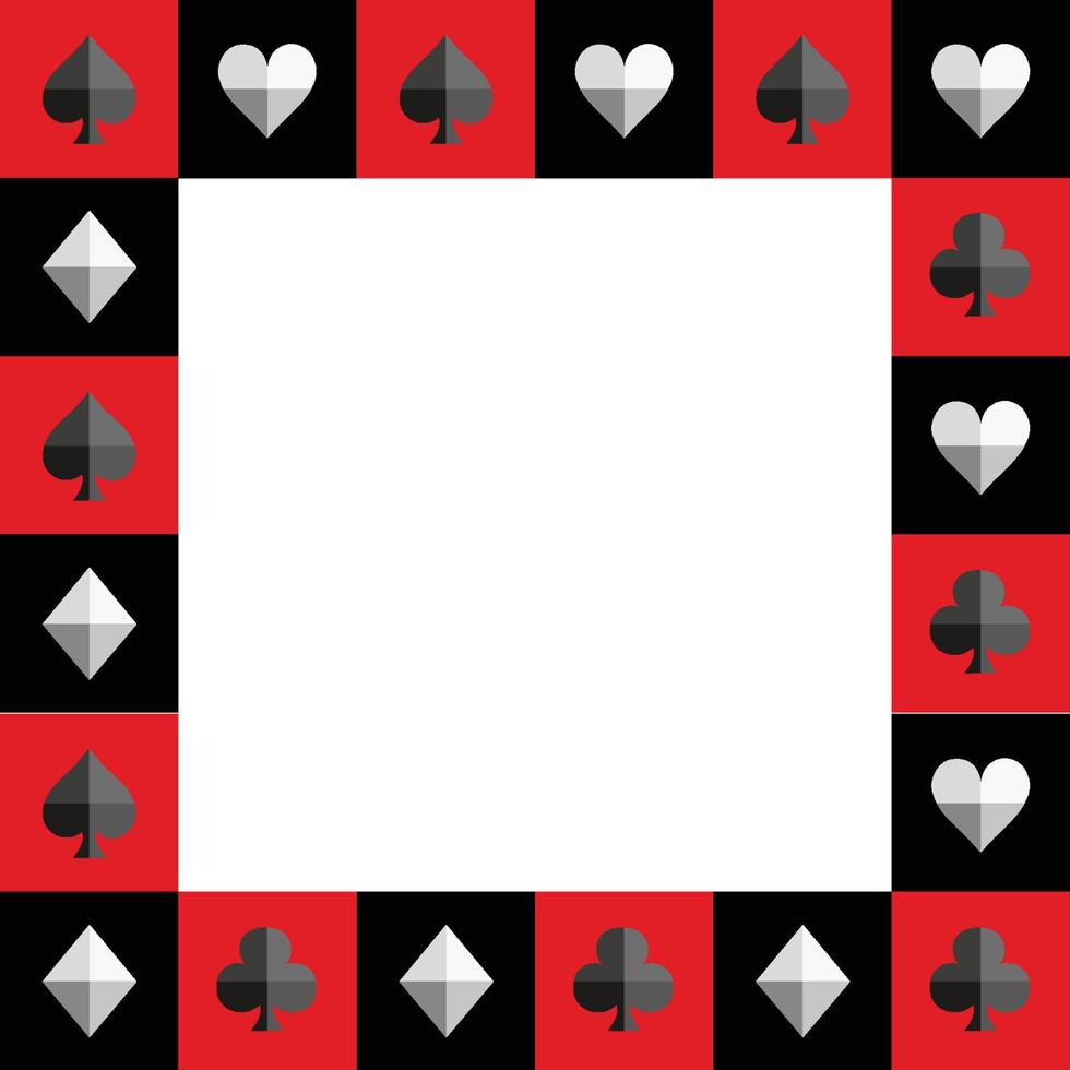 juego de cartas tablero de ajedrez borde rojo y negro vector