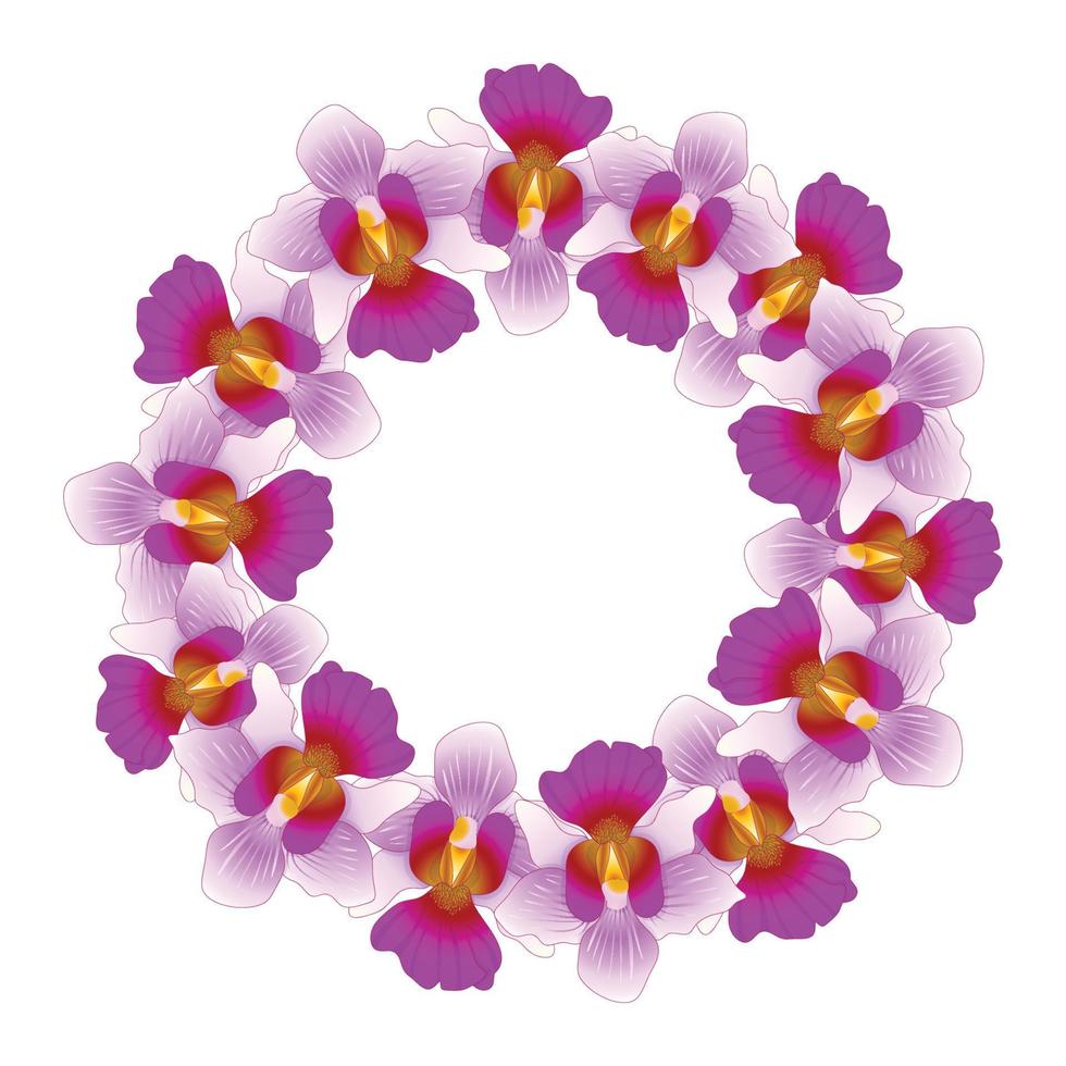 Purple Vanda Miss Joaquim Orchid Wreath. vector