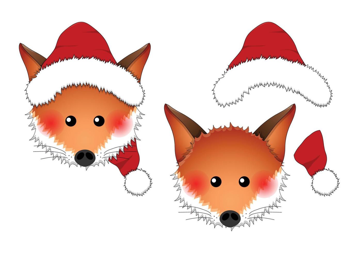 Red Fox Santa Claus isolated on White Background. vector