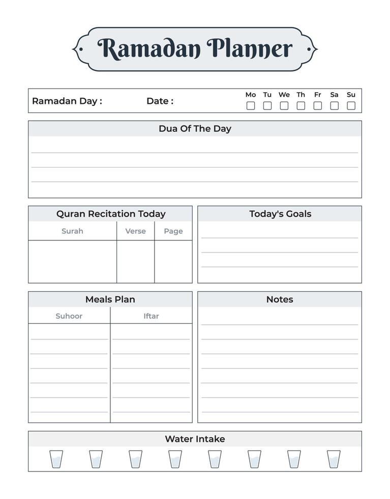 Ramadan Planner, Ramadan Schedule vector