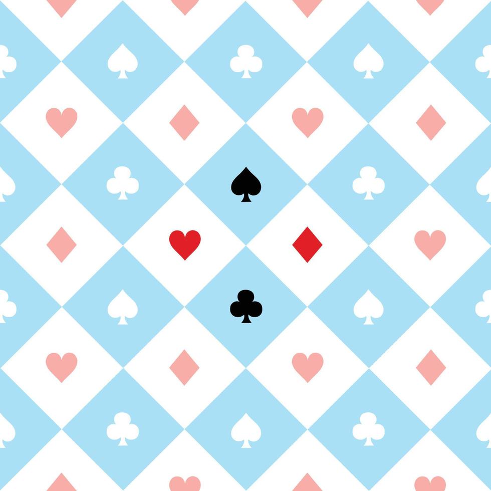 Card Suits Blue Red White Chess Board Diamond Background vector