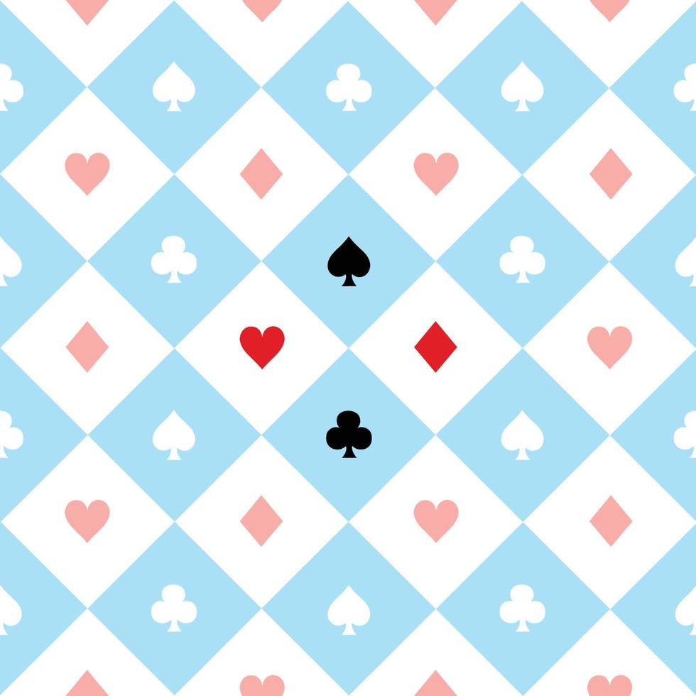 Card Suits Blue Red White Chess Board Diamond Background vector