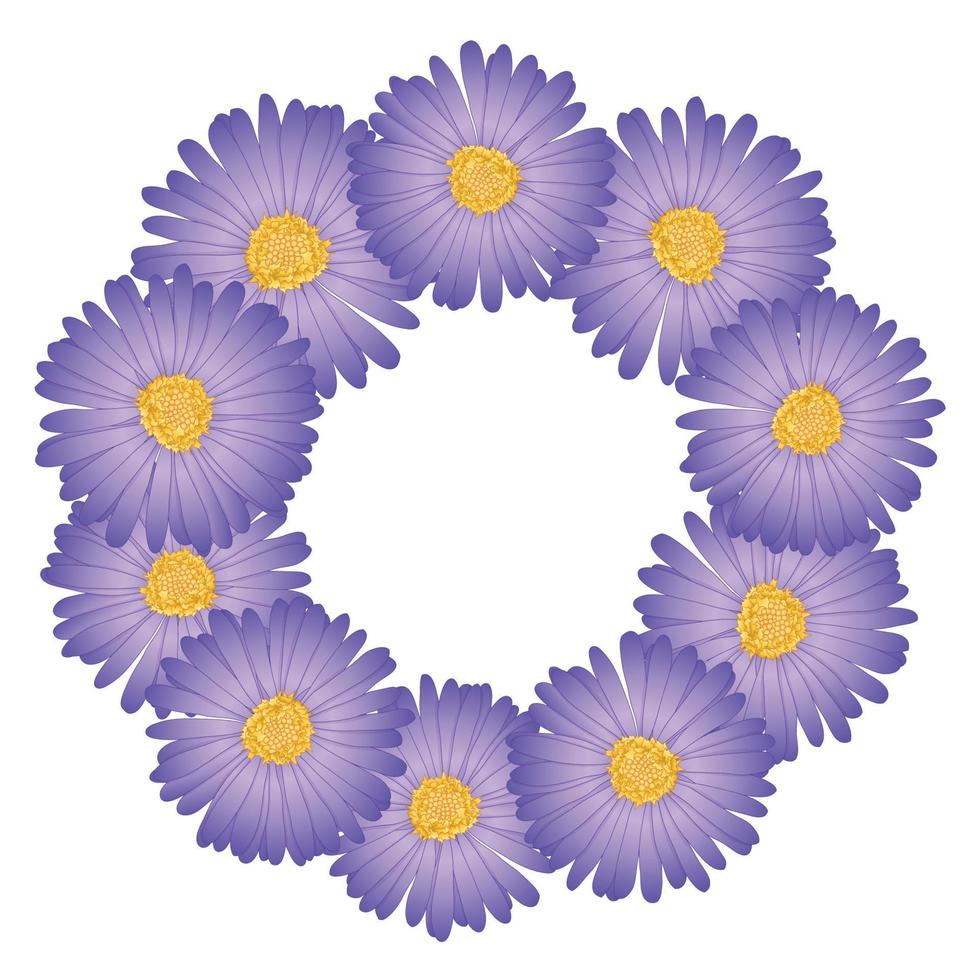 Purple Aster, Daisy Flower Wreath vector