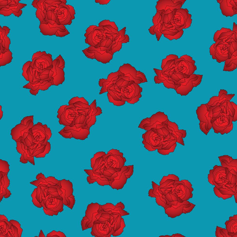 flor de clavel rojo sobre fondo azul vector